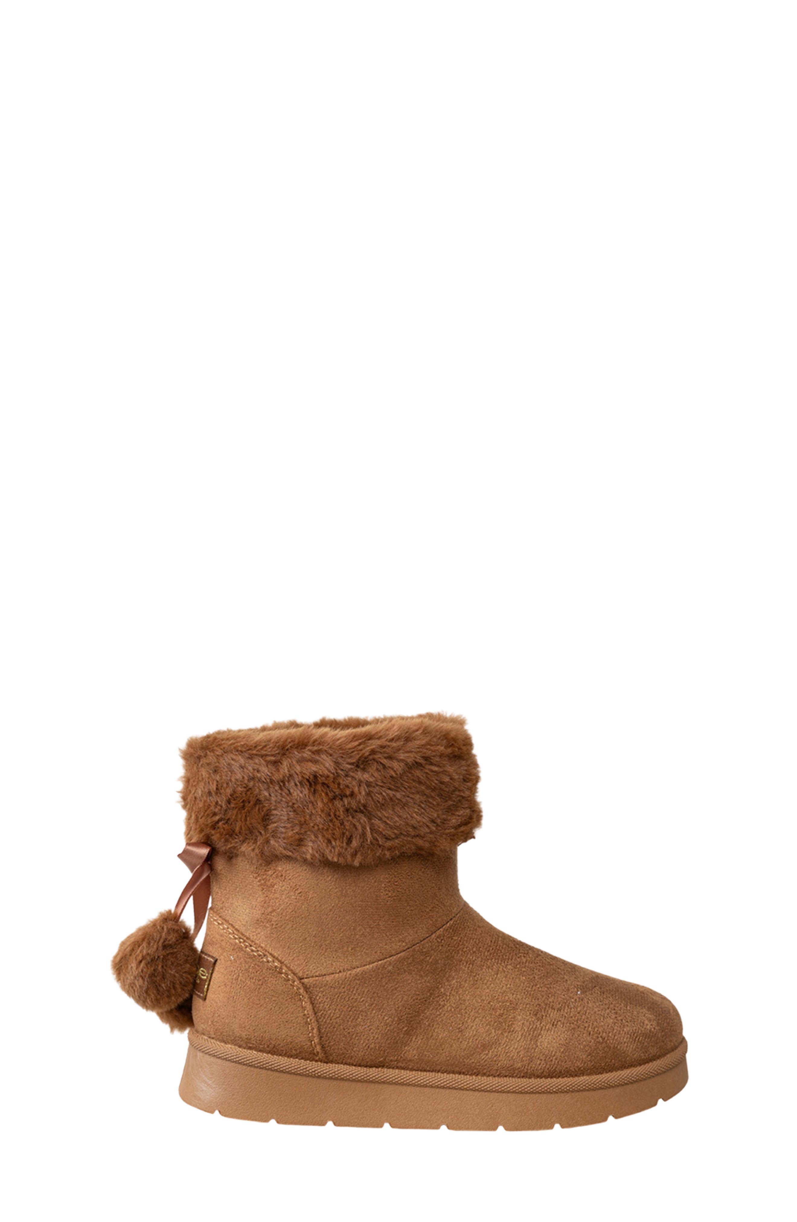 Kids' Cozy Faux Fur Collar Boot, Alternate, color, COGNAC