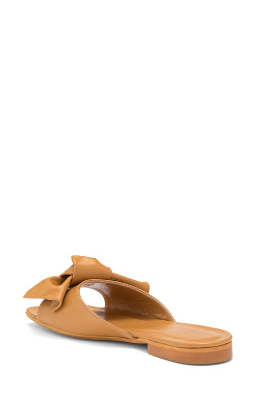 2 Twin Hearts Bow Flat Sandal In Tan