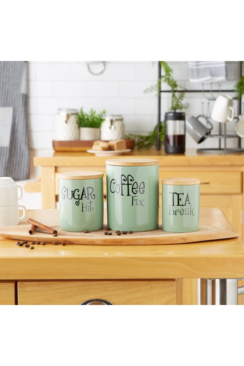 Retro Coffee Sugar Tea Ceramic Canister Set/3, Alternate, color, Jadeite