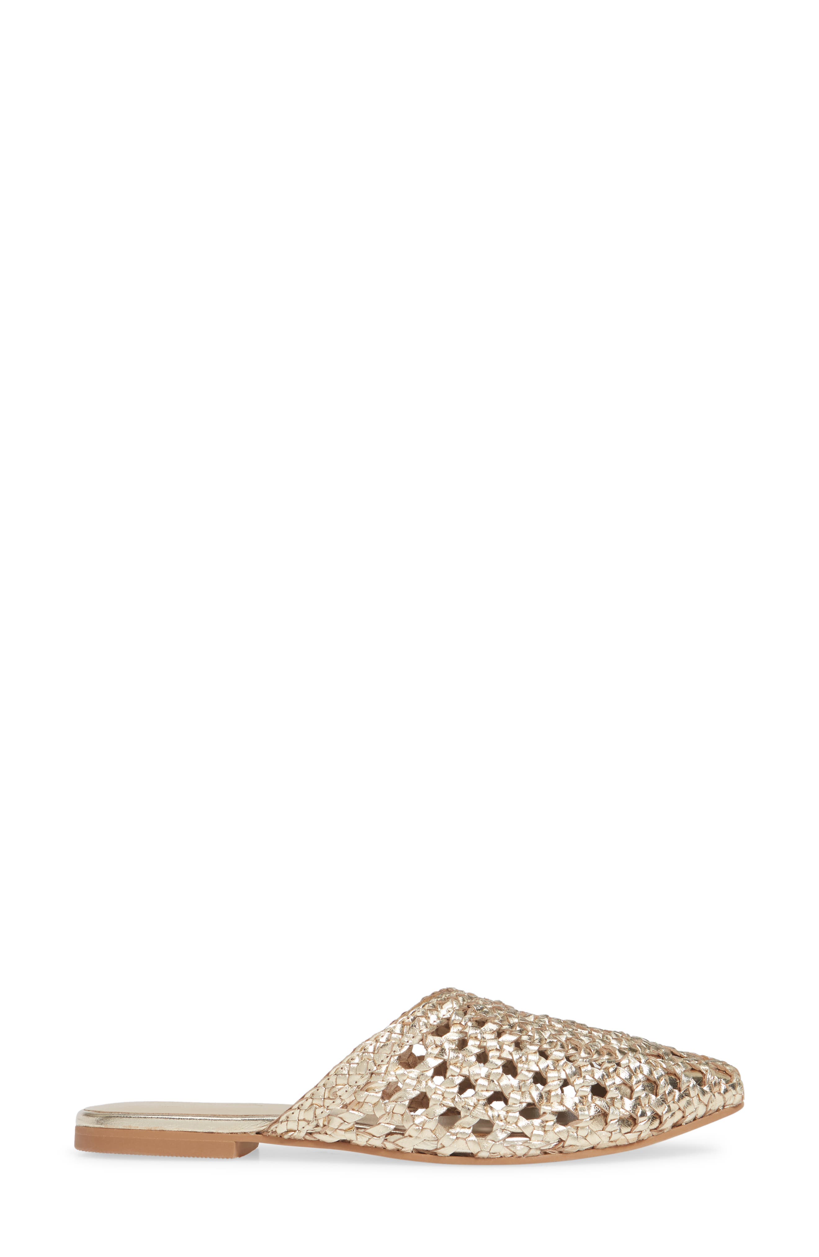 42 Gold Charmed Pointed Toe Mule, Alternate, color, Gold Leather