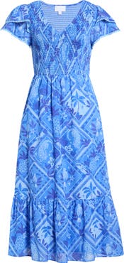 SUGARLIPS Kaidy Tropical Print Midi Dress