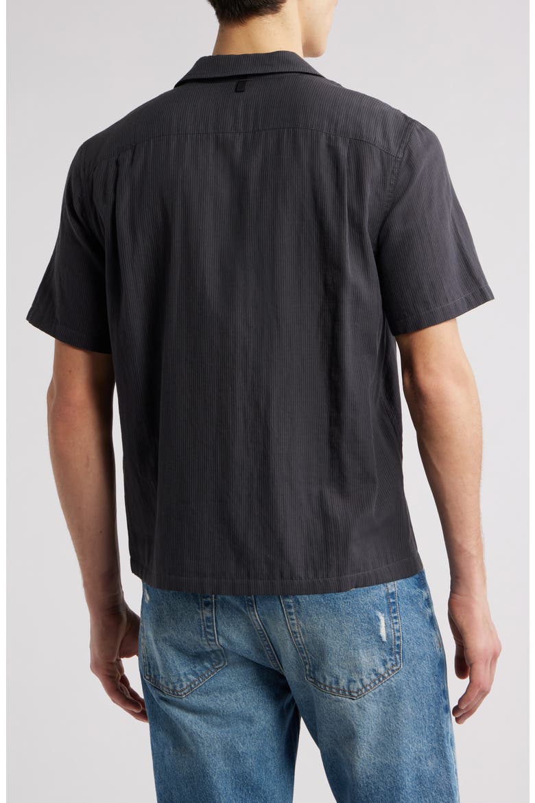Avery Cotton Gauze Camp Shirt, Alternate, color, DARK GREY STRIPE