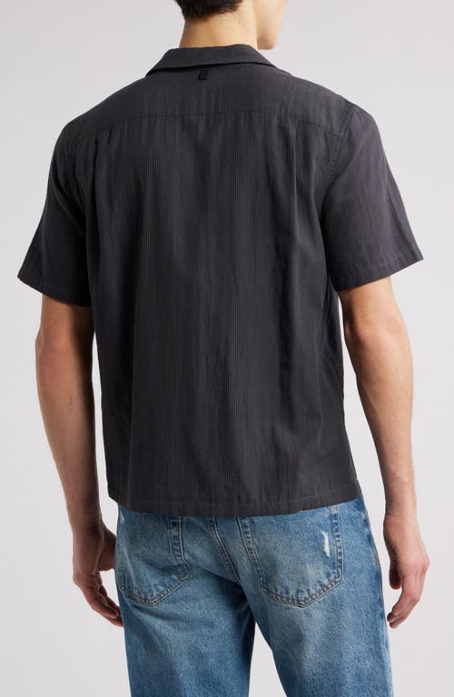 Rag & Bone Avery Cotton Gauze Camp Shirt In Dark Grey Stripe