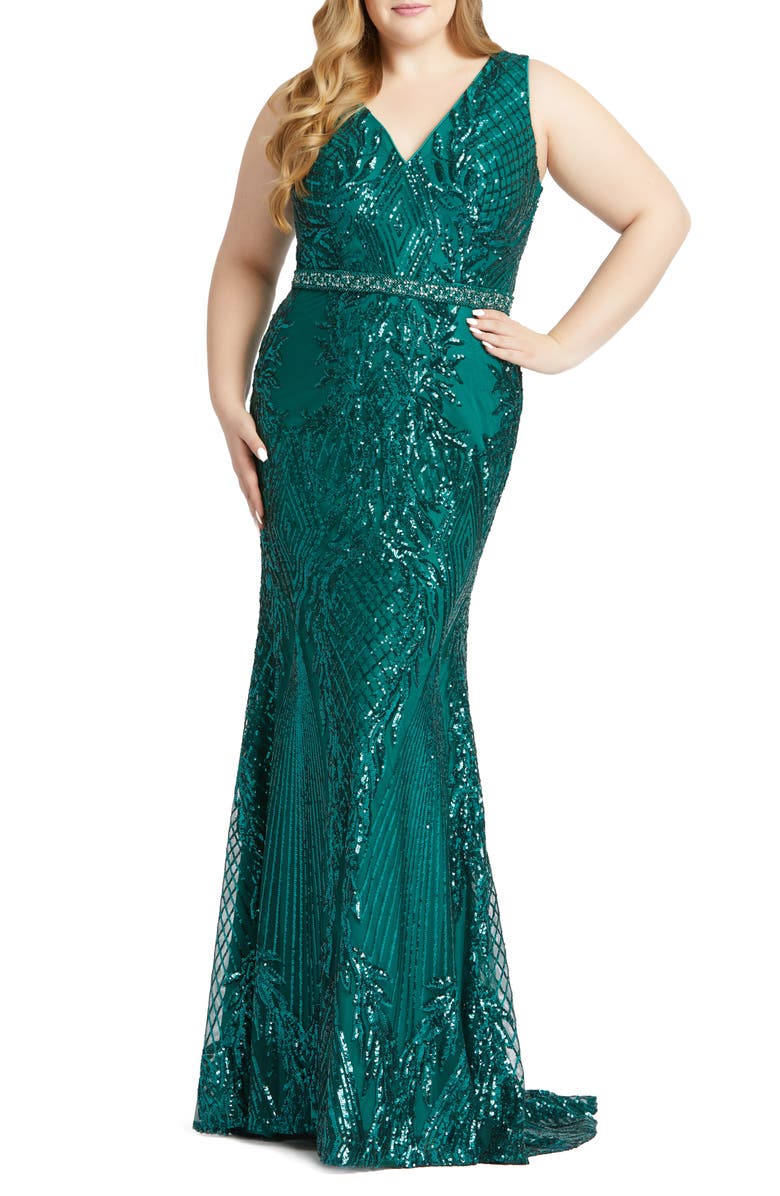 Mac Duggal Sequin Trumpet Gown, Main, color, 