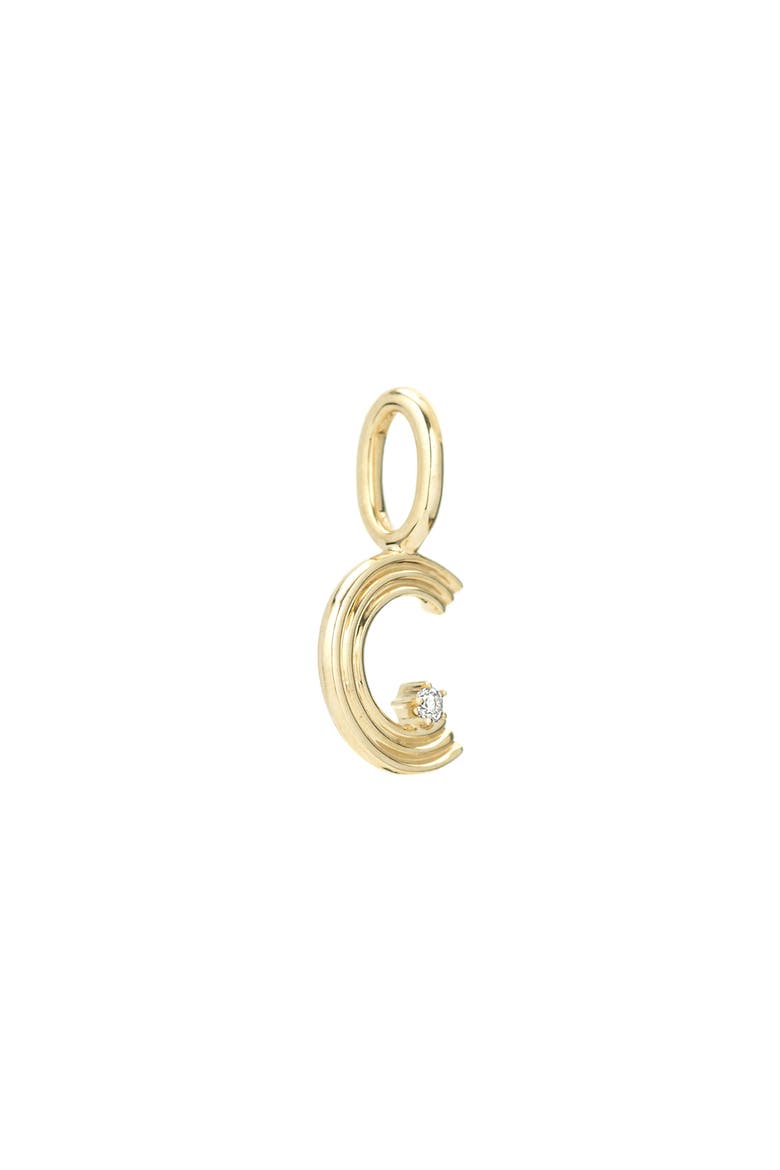 Groovy Diamond Initial Mini Charm Necklace, Alternate, color, YELLOW GOLD - C