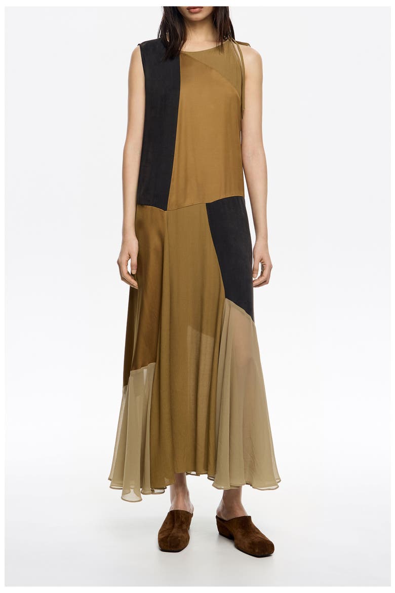 Patchwork Dress, Main, color, CAMEL