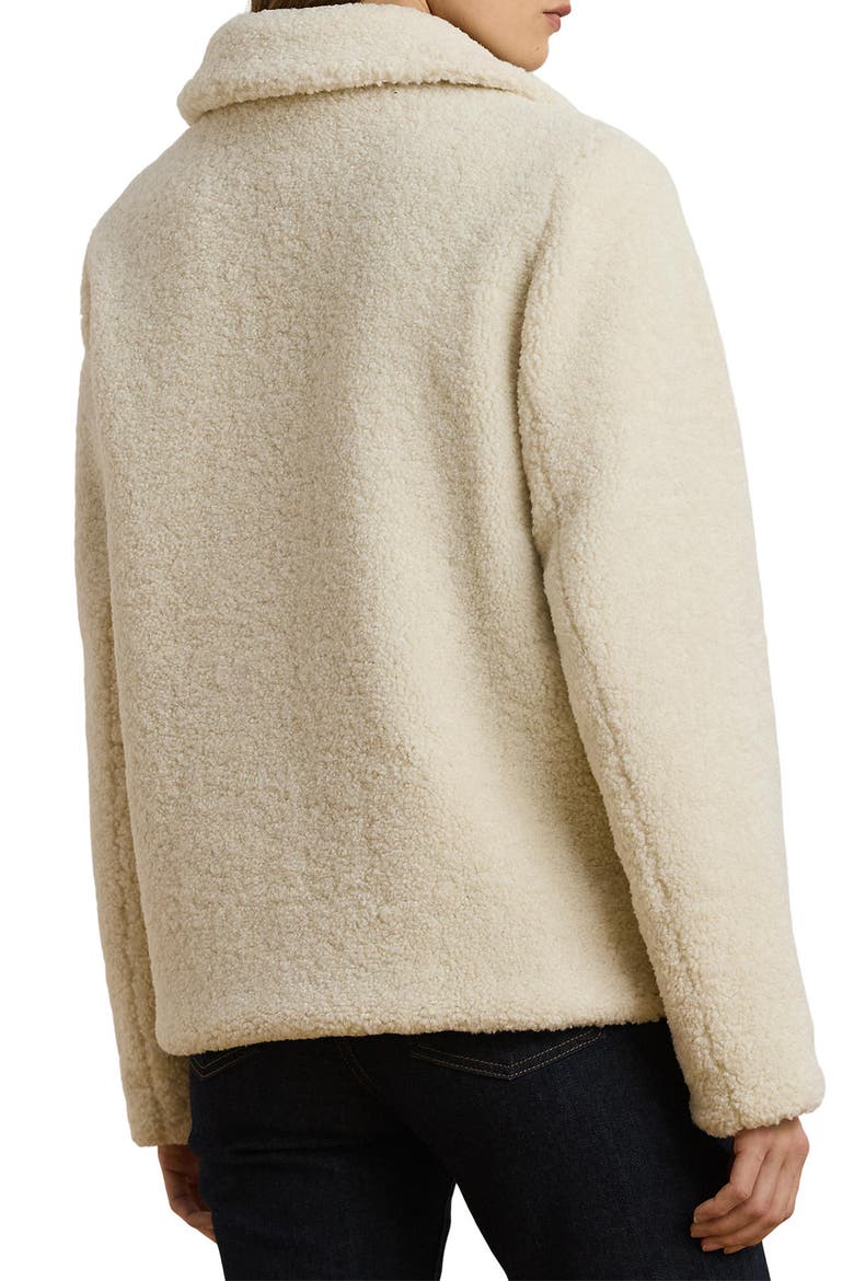 Double Breasted Teddy Faux Fur Coat, Alternate, color, CREAM
