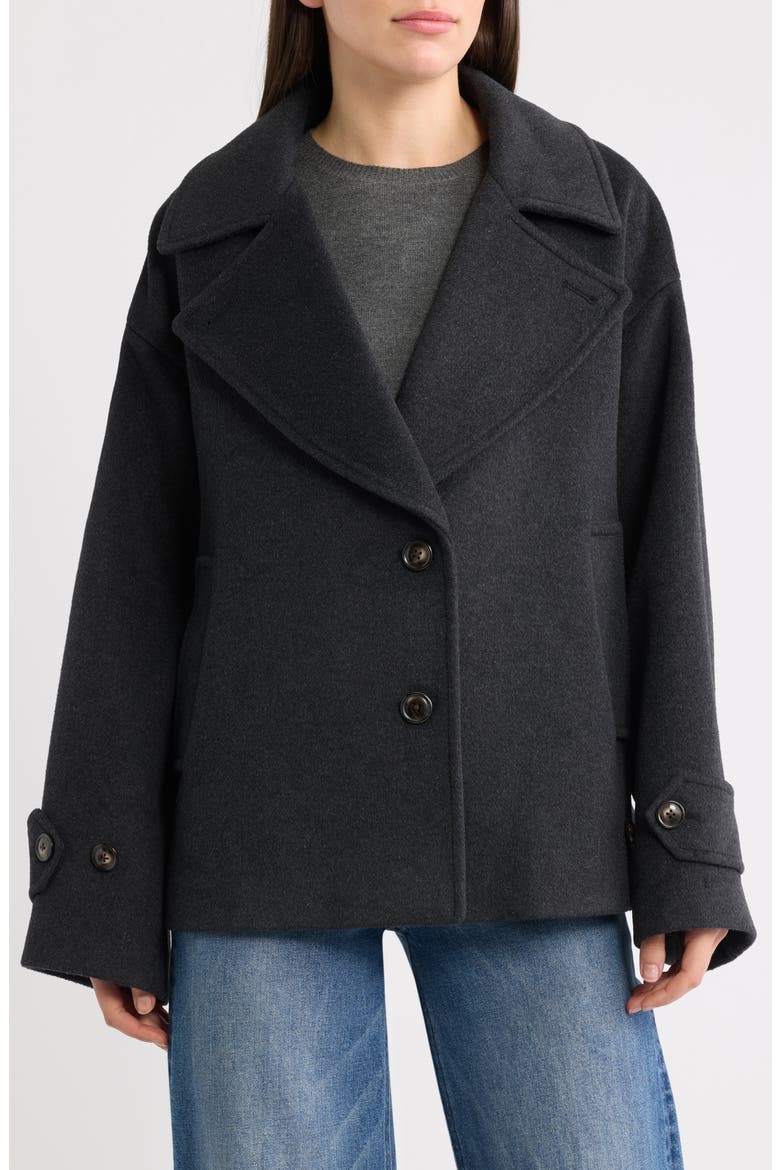 Single Breasted Crop Coat, Main, color, DK HEATHER GREY