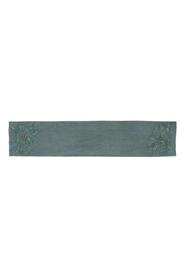 Holly Berry Botanical Christmas Tabletop Runner 14" x 72", Alternate, color, Green