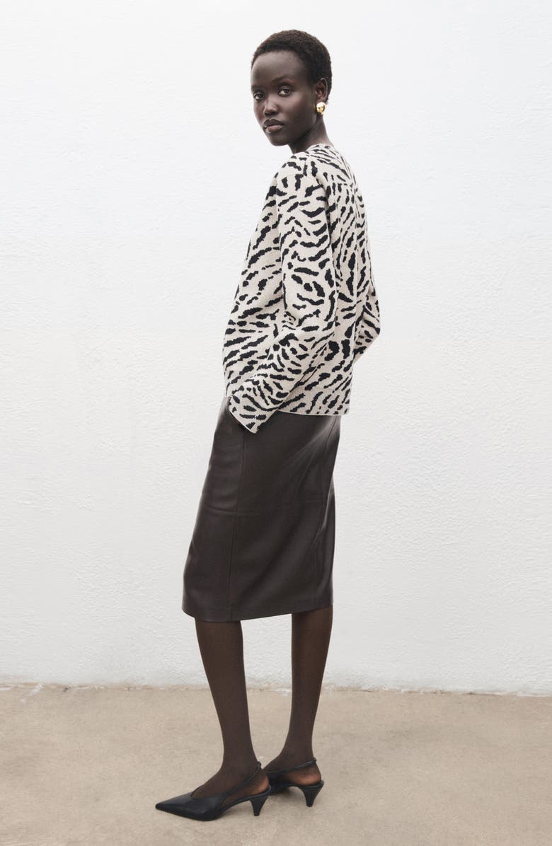 MANGO Animal Print Sweater, Alternate, color, Medium Brown