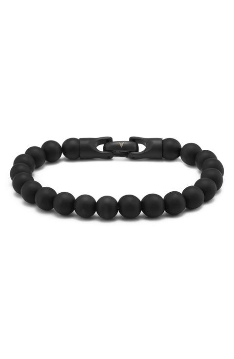 Men's Black Onyx Beaded Bracelet
