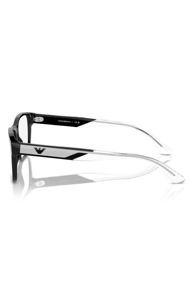 Emporio Armani 55mm Rectangle Optical Glasses, Alternate, color, Black / Demo Lens