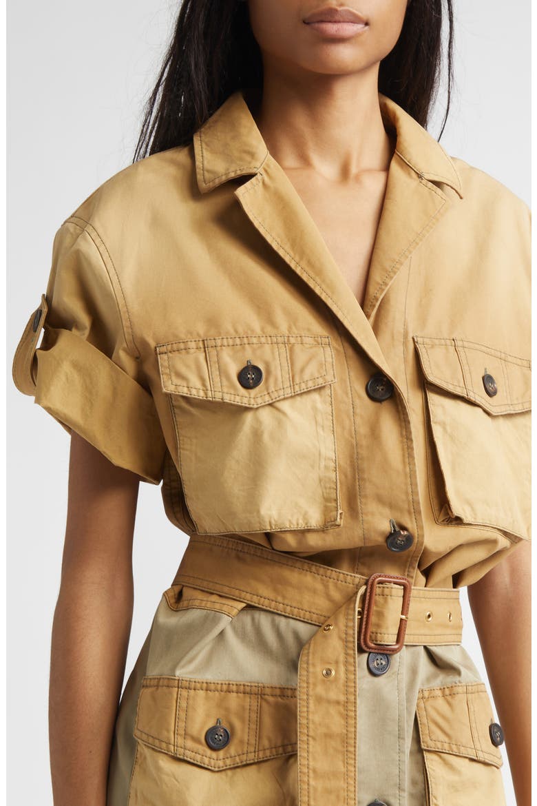 Journey Pamela Saharian Cotton Mini Shirtdress, Alternate, color, BISTRE/ GOTHIC OLIVE