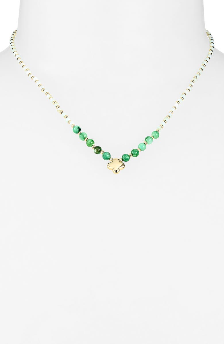 ARGENTO VIVO Green Clover Necklace, Alternate, color, Gold