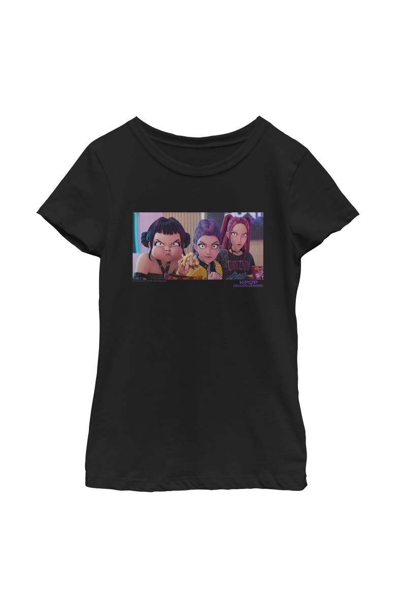 KPop Demon Hunters Girl's KPop Demon Hunters Angry Trio Scene  Graphic T-Shirt, Main, color, Black