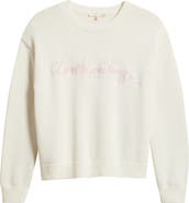 LoveShackFancy Selman Logo Embroidery Cotton & Wool Sweater