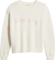 LoveShackFancy Selman Logo Embroidery Cotton & Wool Sweater