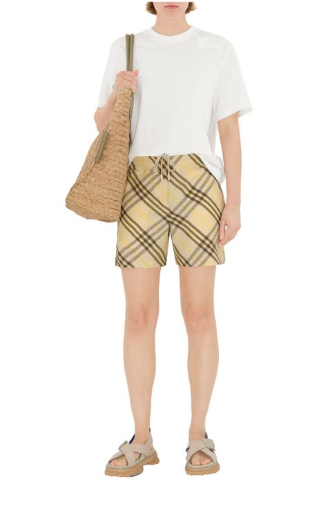 Check Linen Shorts