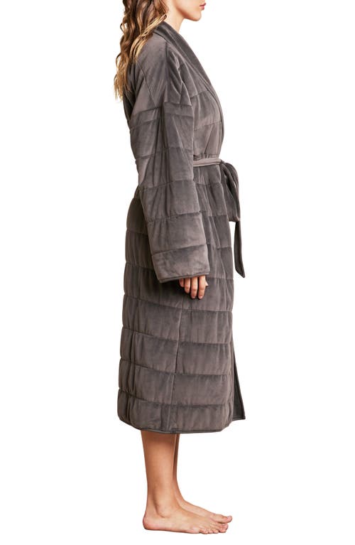 Barefoot Dreams Luxechic Quilted Shawl-collar Blanket Robe In Carbon