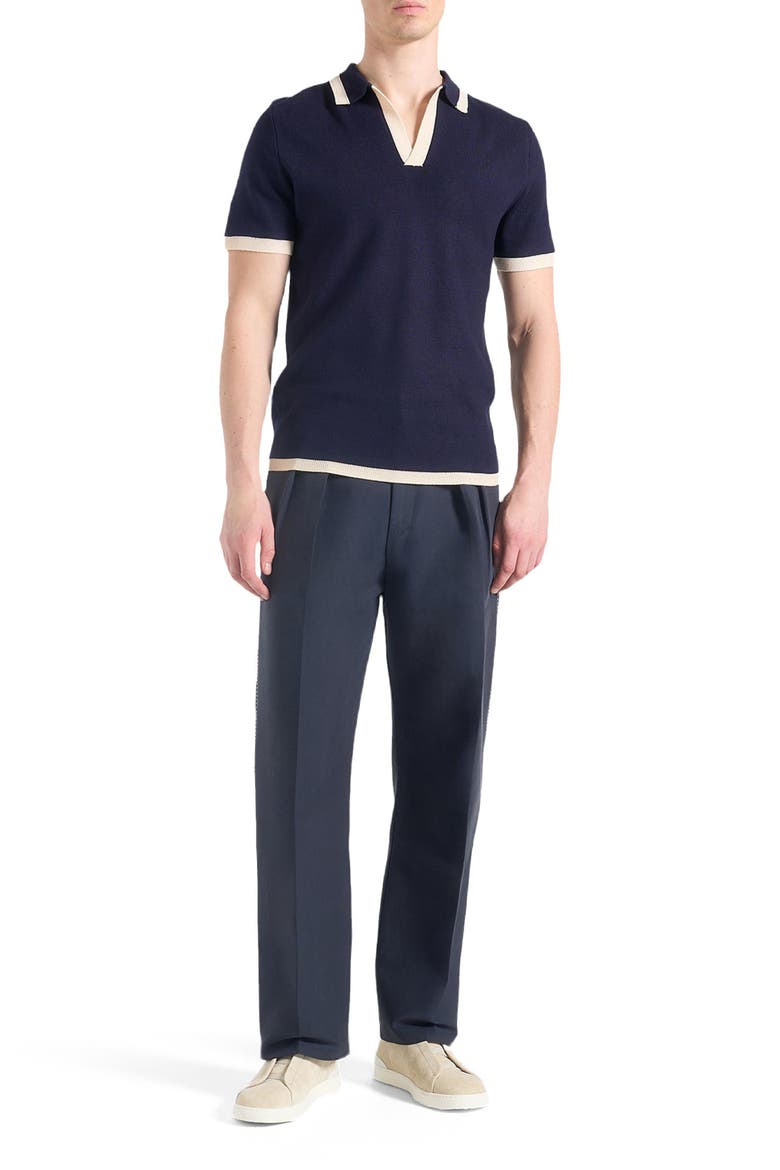 Nolan Twin Pleat Chino Trousers with Stitch Detail, Alternate, color, Navy