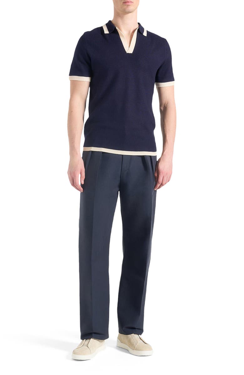 Manière De Voir Nolan Twin Pleat Chino Trousers with Stitch Detail, Main, color, Navy