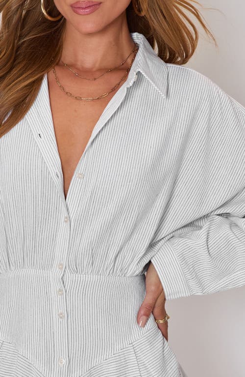 Vici Collection Taylor Stripe Long Sleeve Cotton & Linen Mini Shirtdress In Animal Print