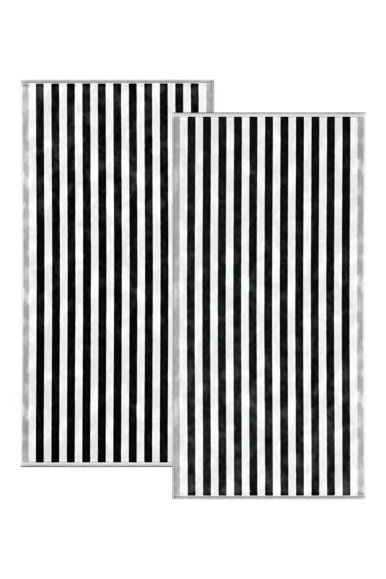 2-Pack Stripe Oversize Beach Towels, Main, color, BLACK / GREY