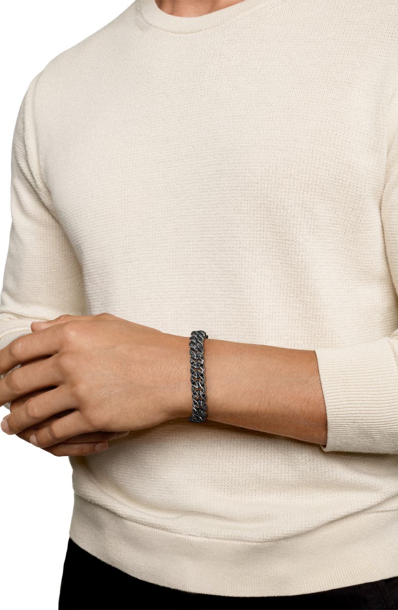 David Yurman Curb Chain Bracelet, 11.5mm, Alternate, color, Silver/ Black Diamond