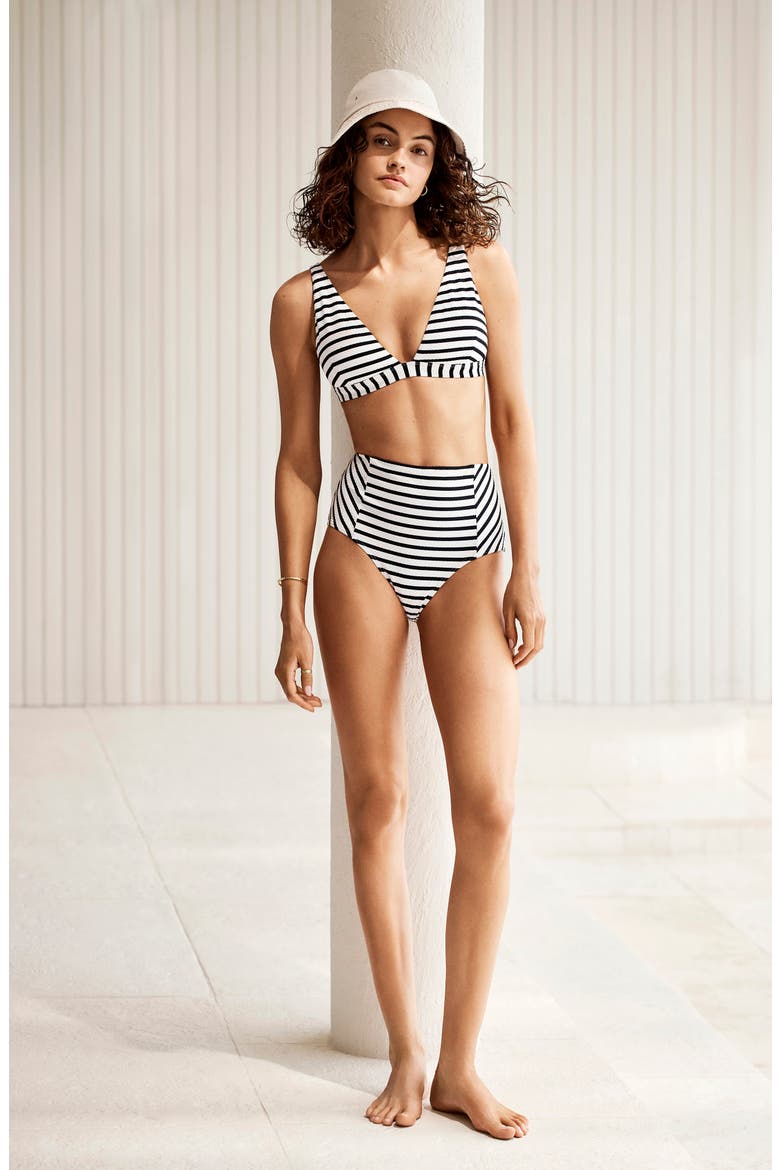 Amalfi Panelled High Waist Bikini Bottoms, Alternate, color, BLACK