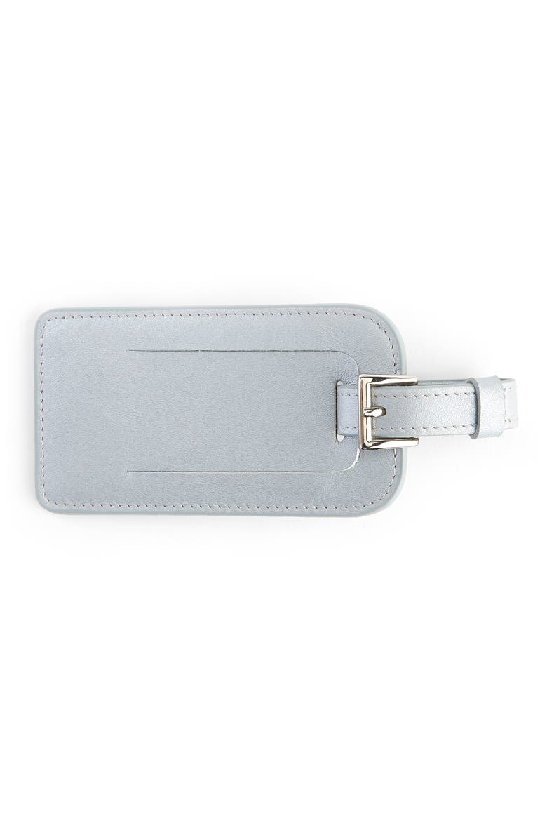 Personalized Leather Luggage Tag, Alternate, color, SILVER- SILVER FOIL
