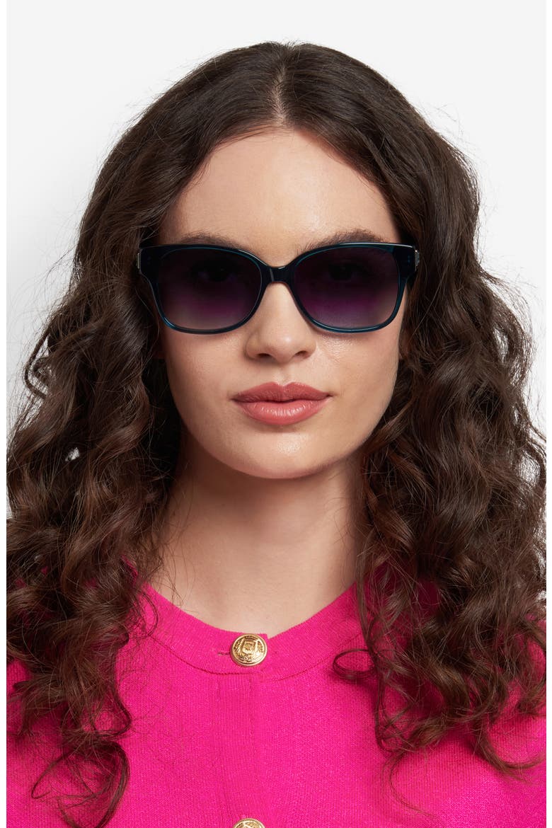 trulee 55mm gradient square sunglasses, Alternate, color, GREEN/ GREEN SHADED