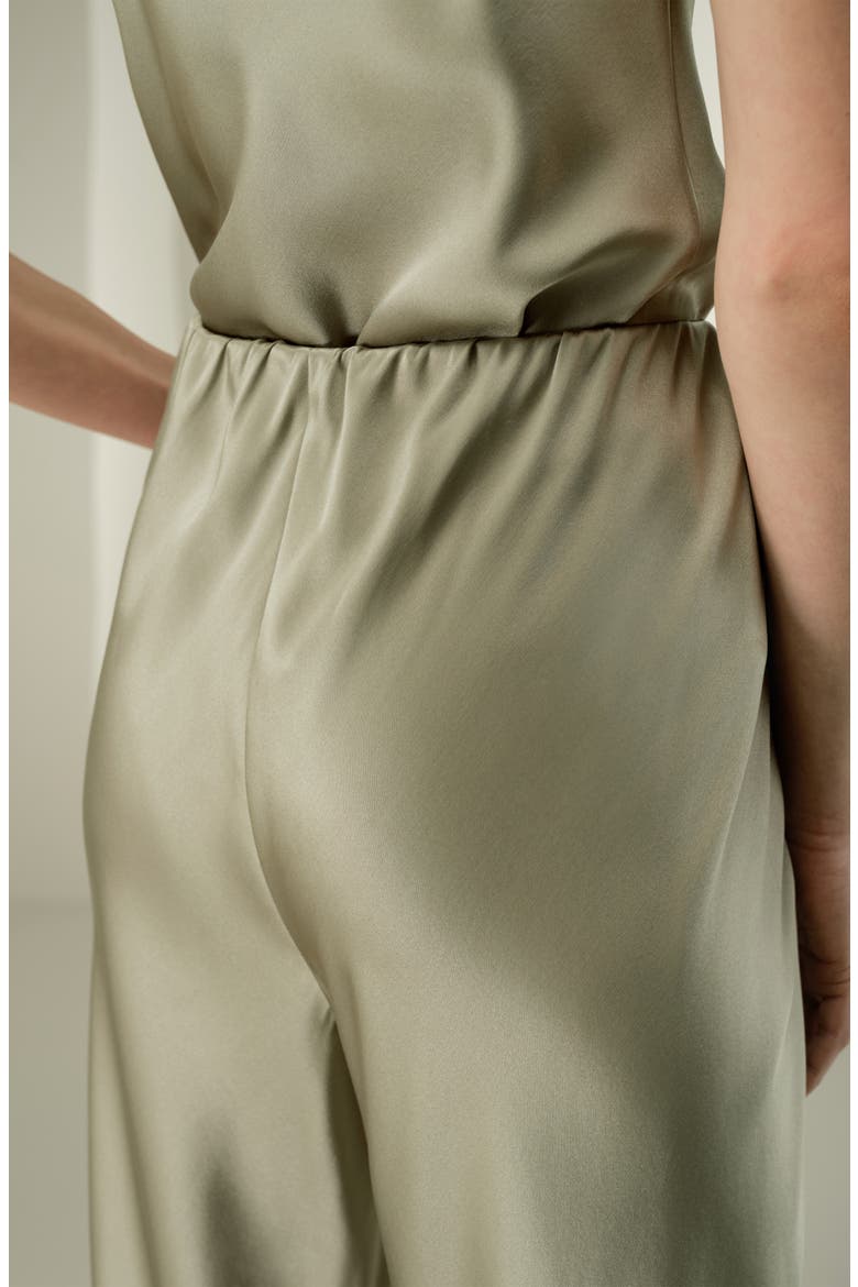 Women's Straight-Leg Silk Satin Pants, Alternate, color, Artichoke