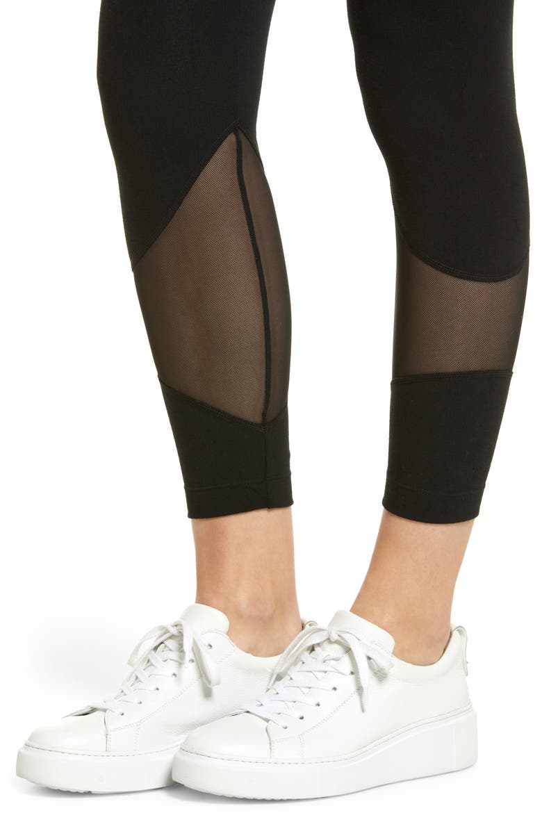 Lyssé Etta Mesh Crop Leggings, Alternate, color, BLACK