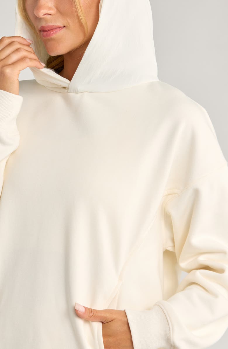 Zella Hybrid Mixed Media Hoodie, Alternate, color, Ivory Egret