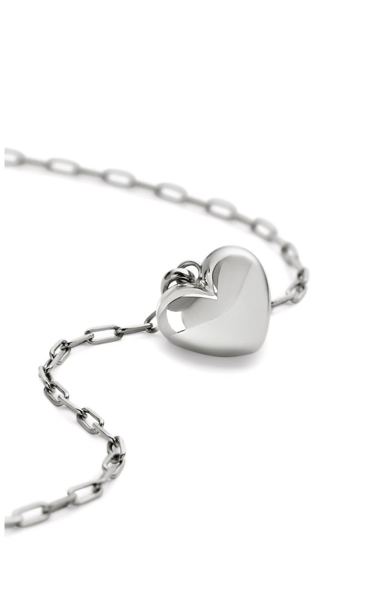 Puffed Heart Necklace - Lev, Alternate, color, Silver