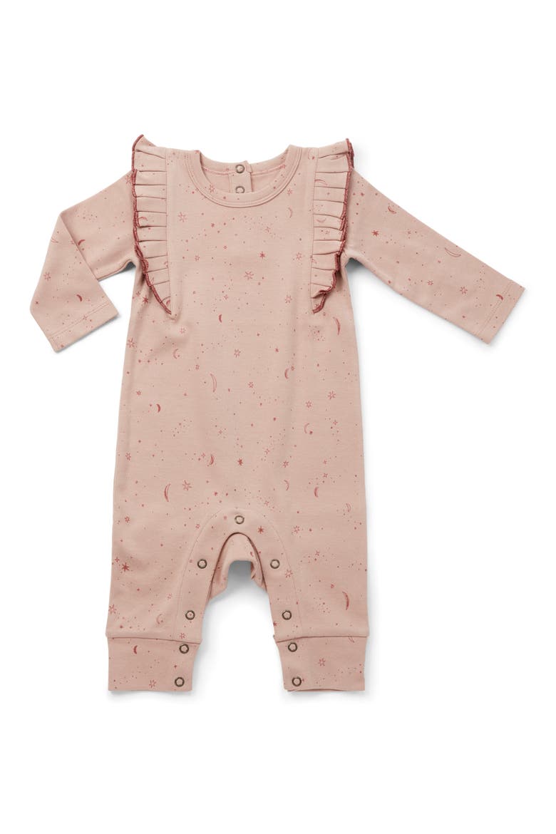 Stardust Ruffle Organic Cotton Romper, Main, color, DARK PINK