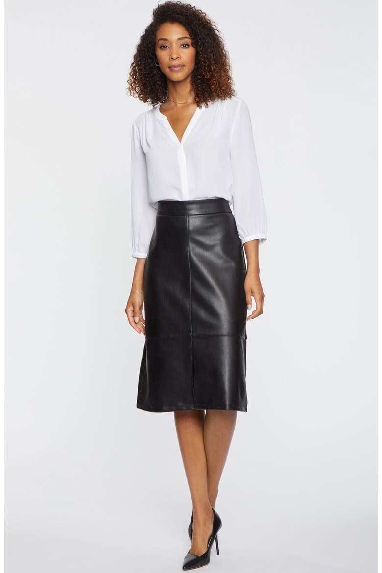 Faux Leather A-Line Skirt, Alternate, color, BLACK