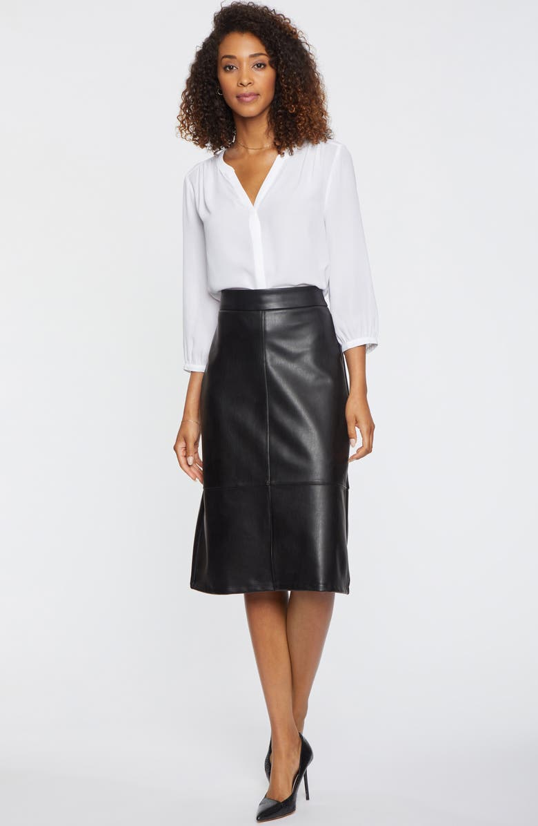NYDJ Faux Leather A-Line Skirt, Alternate, color, Black