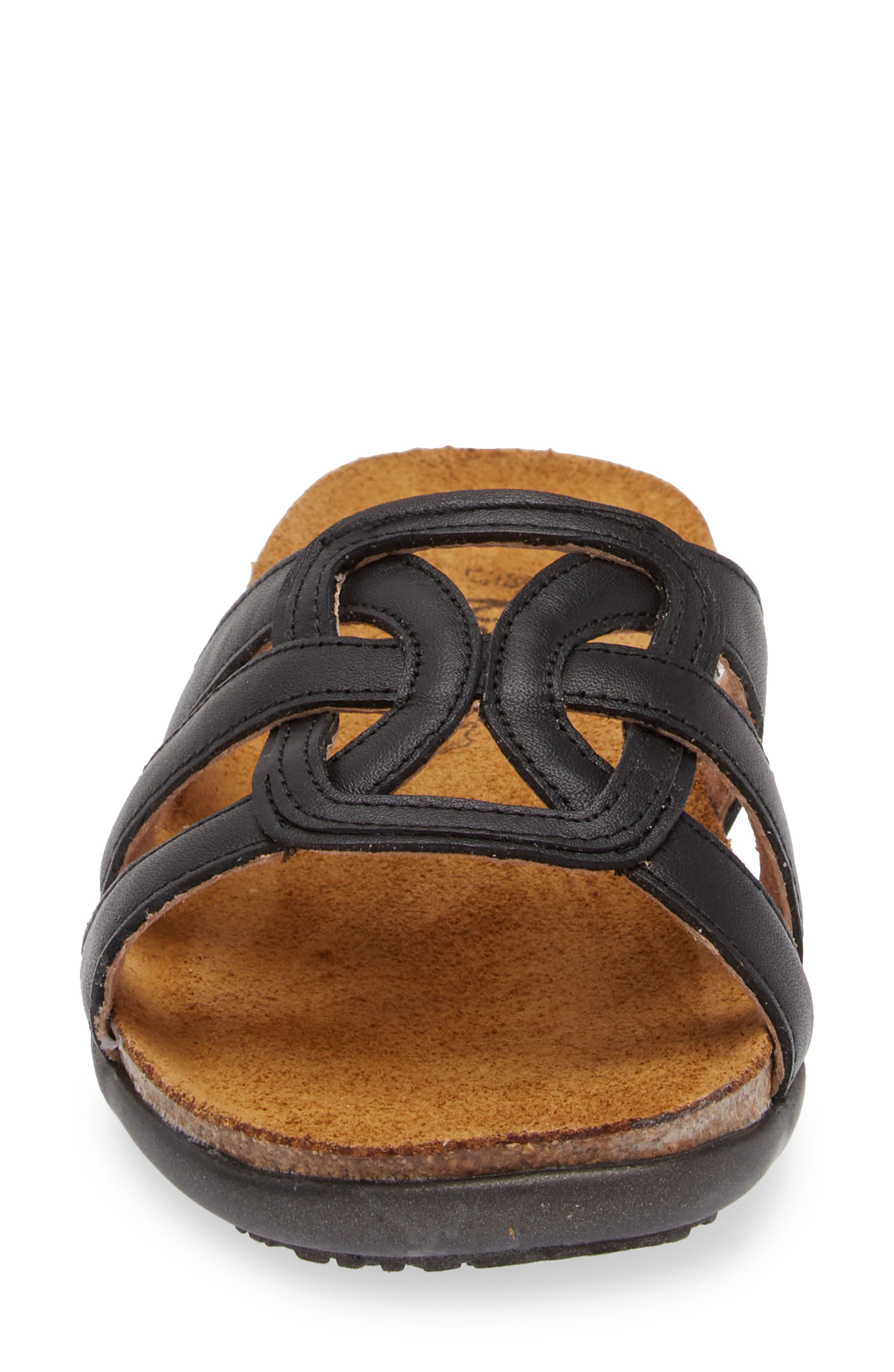 Naot Liv Slide Sandal, Alternate, color, Jet Black Leather