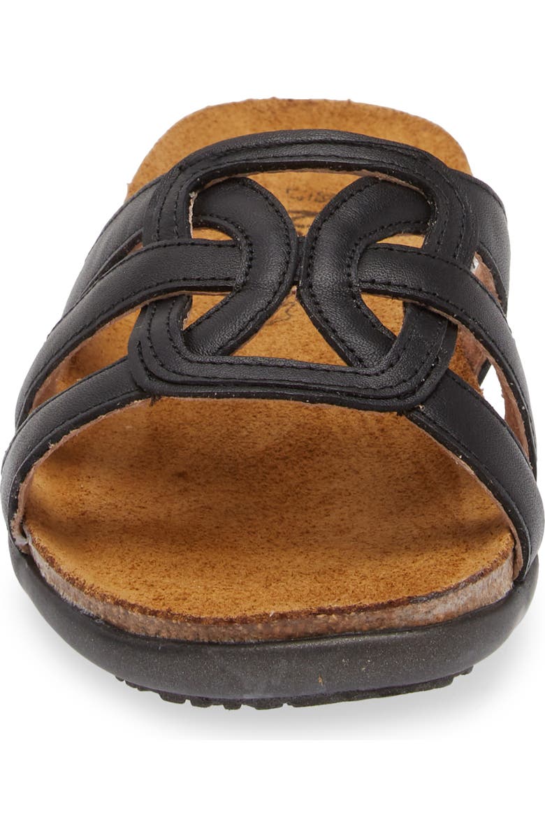 Naot Liv Slide Sandal, Alternate, color, Jet Black Leather