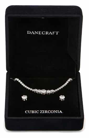 Danecraft Cubic Zirconia Stud Earrings & Frontal Necklace Set