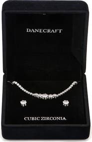 Danecraft Cubic Zirconia Stud Earrings & Frontal Necklace Set