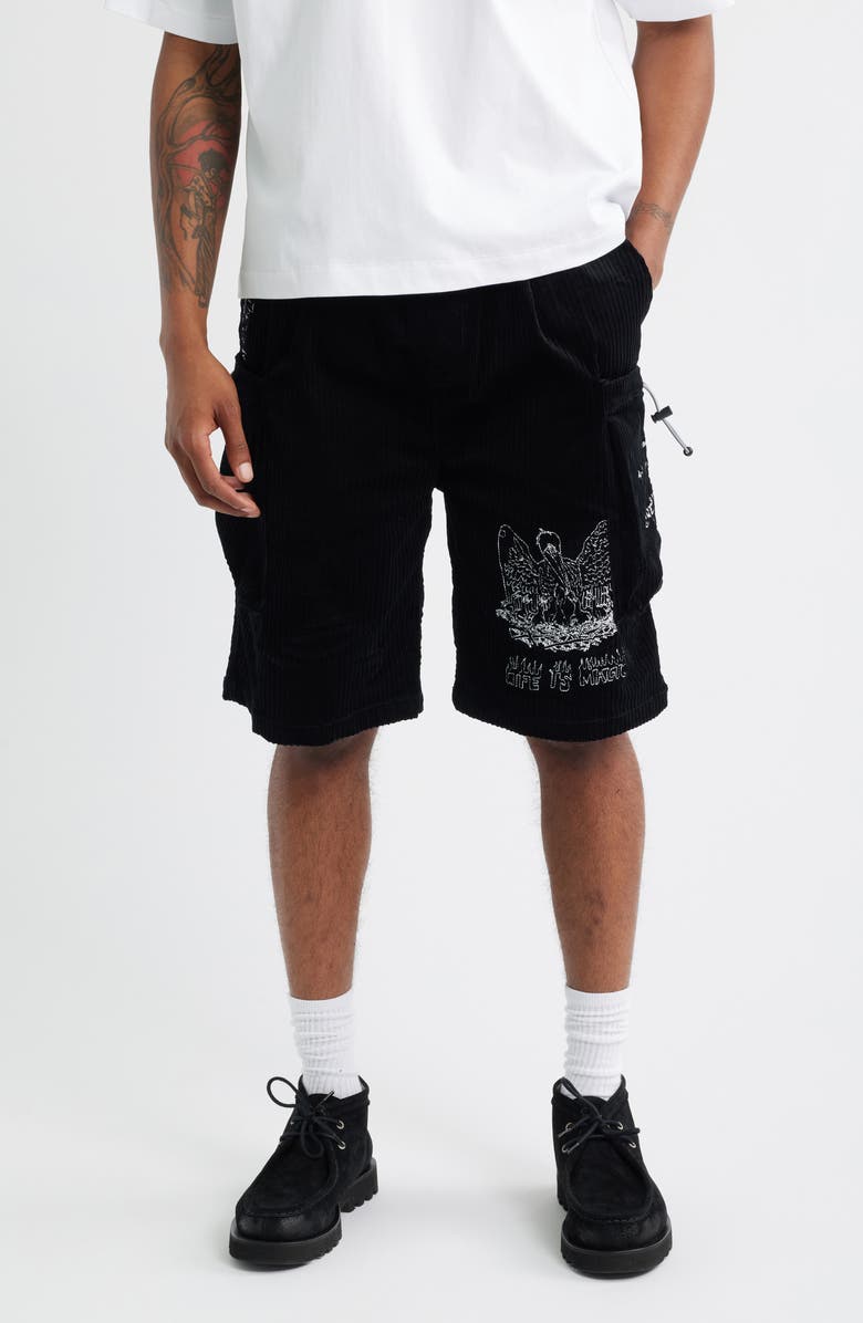 JUNGLES Euphoria Corduroy Shorts, Main, color, Black