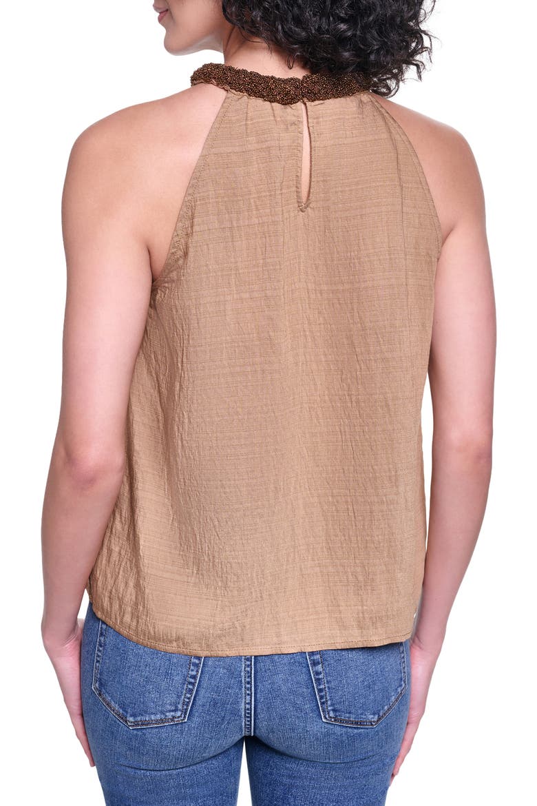 Embellished Neck Sleeveless Top, Alternate, color, CARTOUCHE