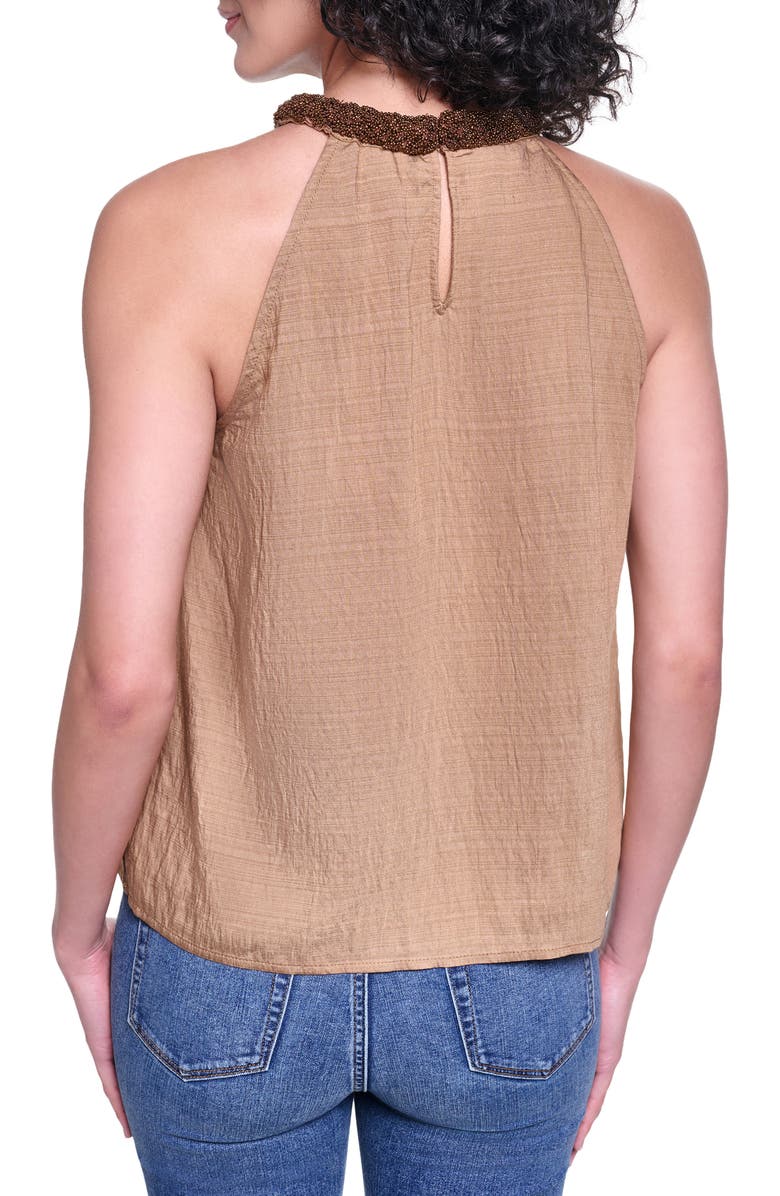 KARL LAGERFELD PARIS Embellished Neck Sleeveless Top, Alternate, color, Cartouche