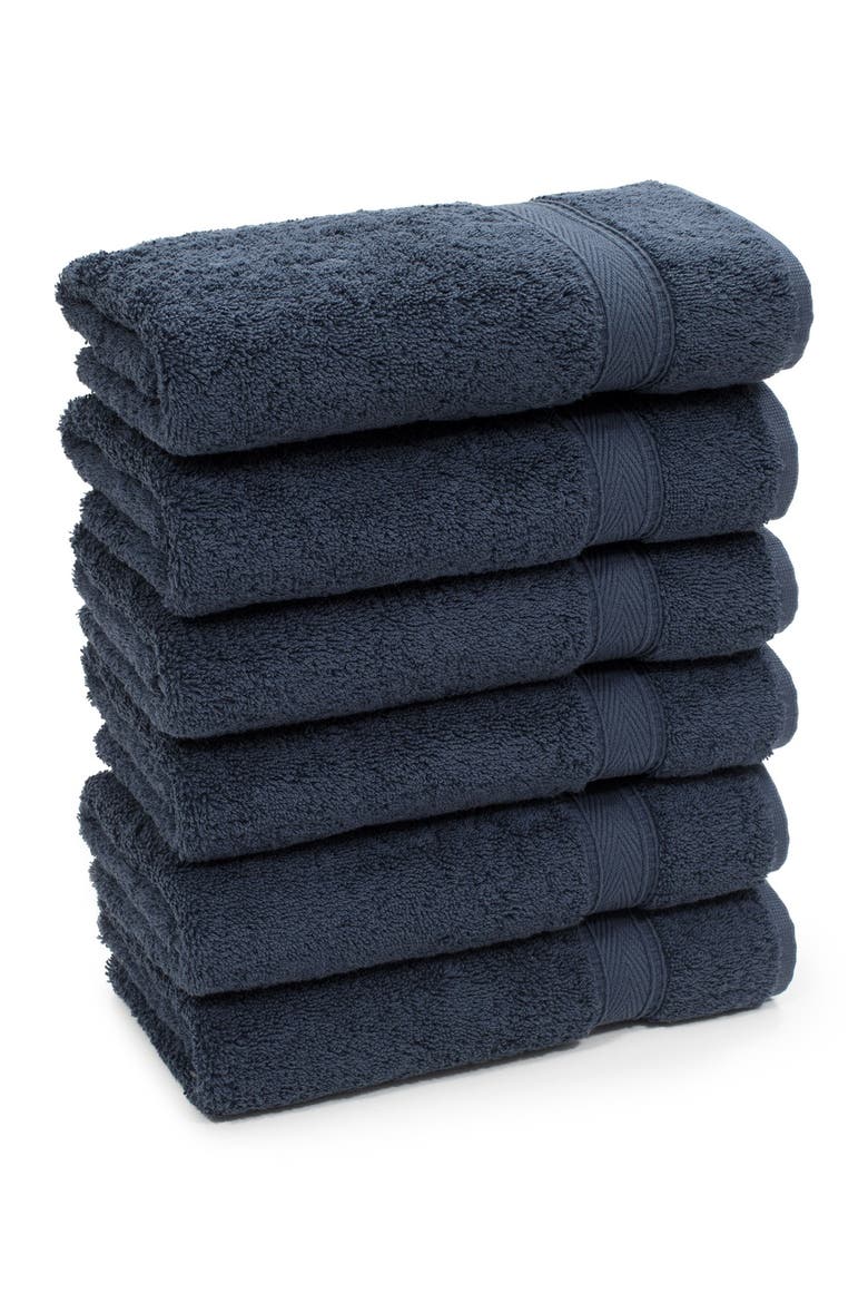 Sinemis Terry Hand Towels - Set of 6 - Navy, Alternate, color, NAVY