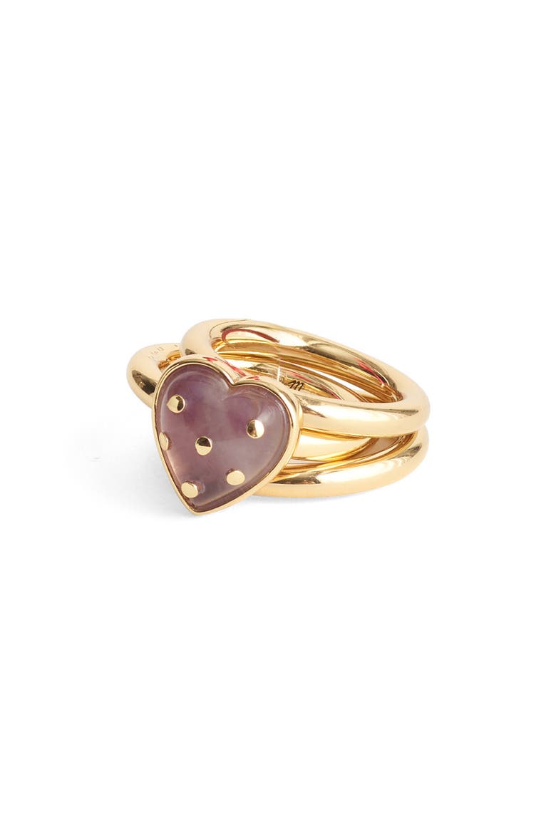 Polka-Dot Heart Stacking Ring, Main, color, AMETHYST