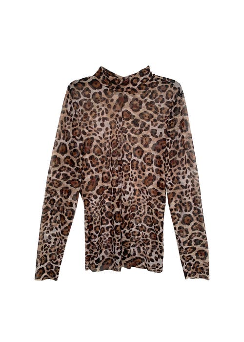 Baacal Mesh Mock Turtleneck In Brown