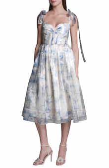 Floral Organza Midi Cocktail Dress