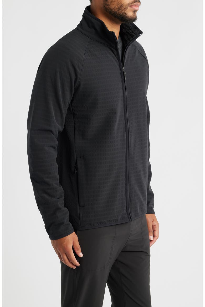 Bonded Grid Fleece Zip Jacket, Alternate, color, BLACK